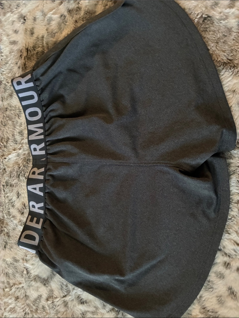 Under Armour Women's Dark Gray Athletic Shorts with Logo Waistband - Picture 9 of 11